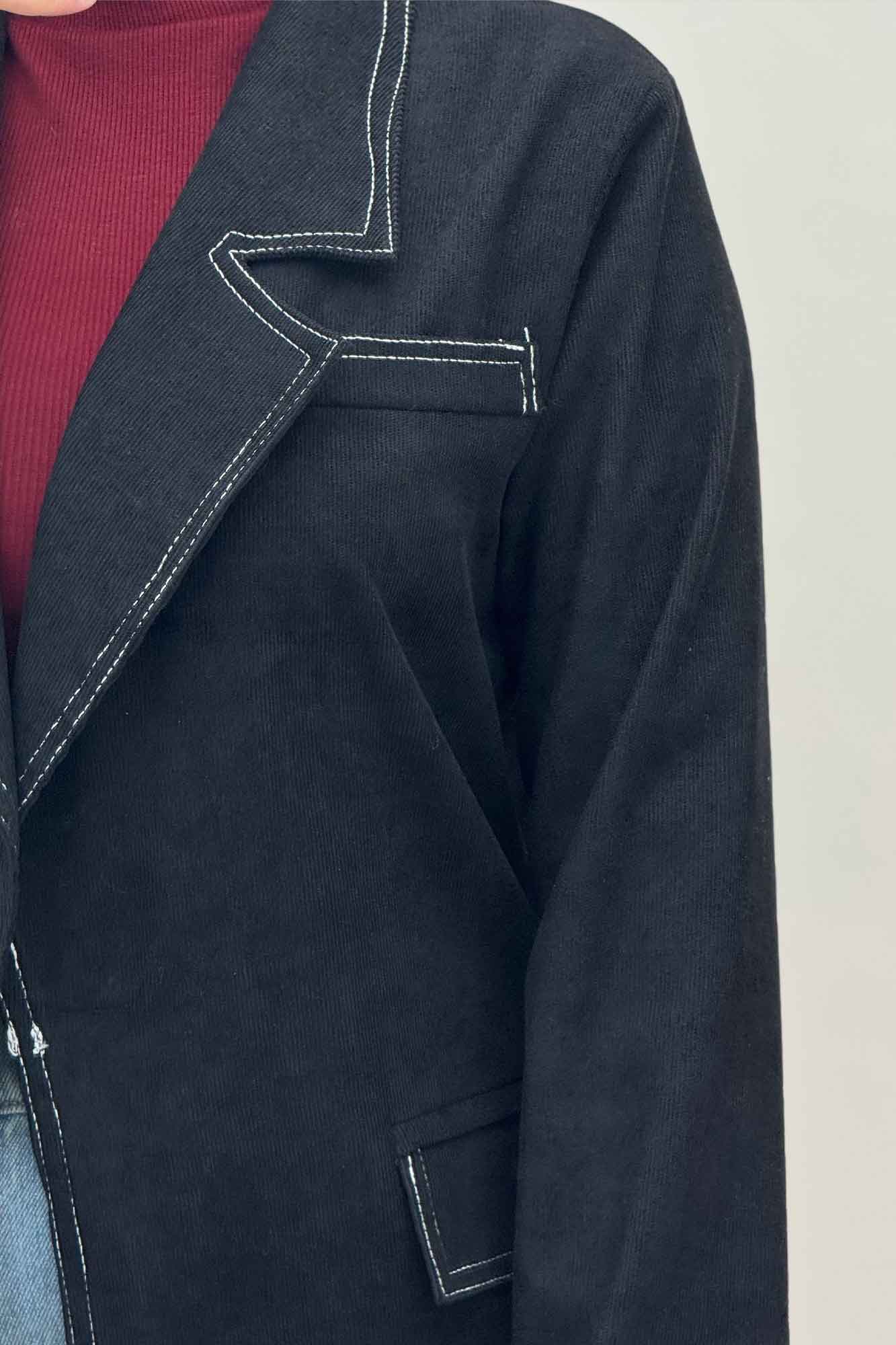 کت مخمل کبریتی آستردار لبه دوخت