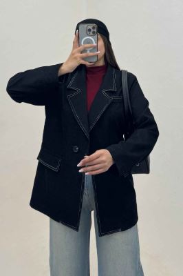 کت مخمل کبریتی آستردار لبه دوخت