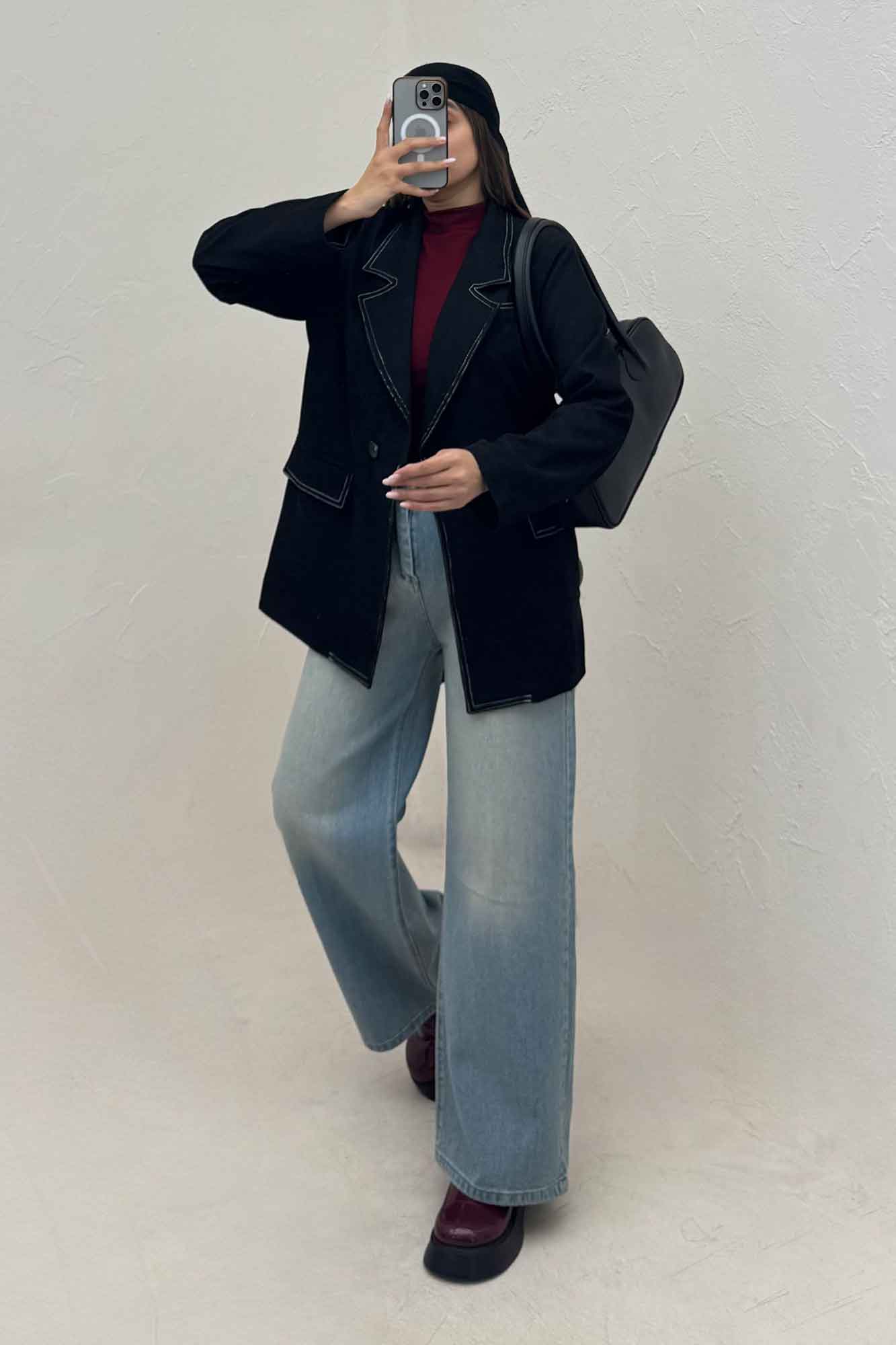 کت مخمل کبریتی آستردار لبه دوخت