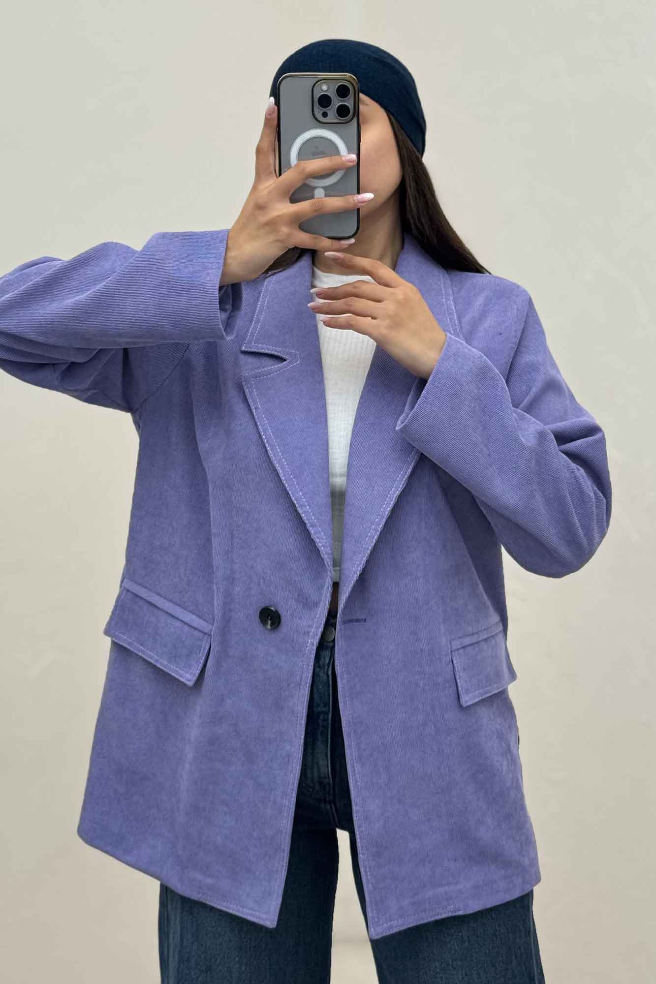 کت مخمل کبریتی آستردار لبه دوخت