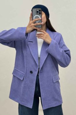 کت مخمل کبریتی آستردار لبه دوخت