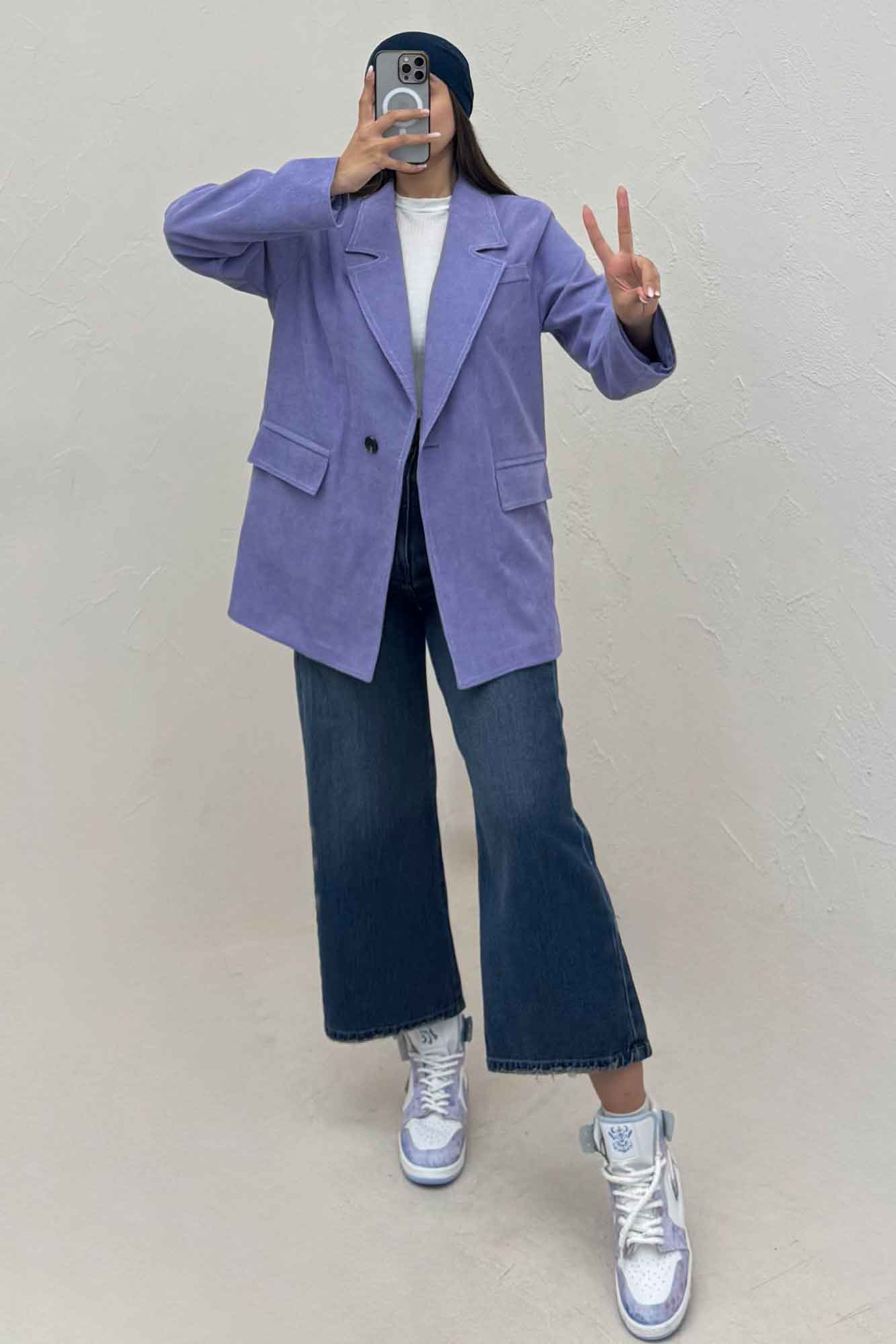 کت مخمل کبریتی آستردار لبه دوخت