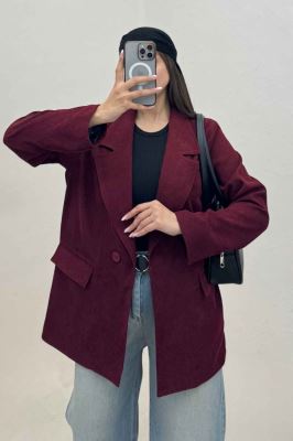 کت مخمل کبریتی آستردار لبه دوخت