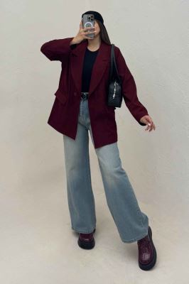 کت مخمل کبریتی آستردار لبه دوخت