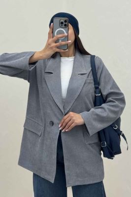 کت مخمل کبریتی آستردار لبه دوخت