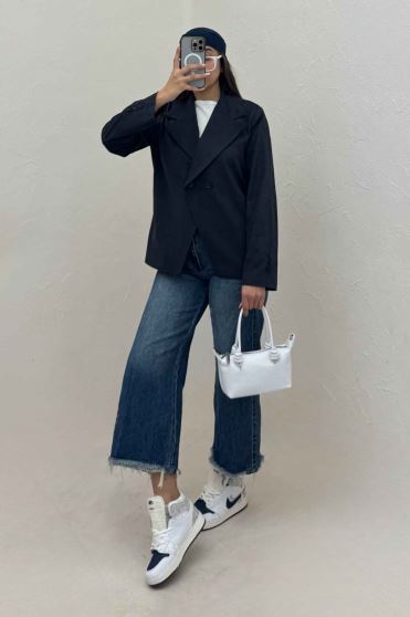 کت جیر آستردار دو دکمه پایین هفتی