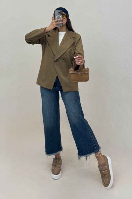 کت جیر آستردار دو دکمه پایین هفتی