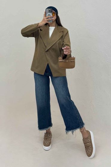 کت جیر آستردار دو دکمه پایین هفتی