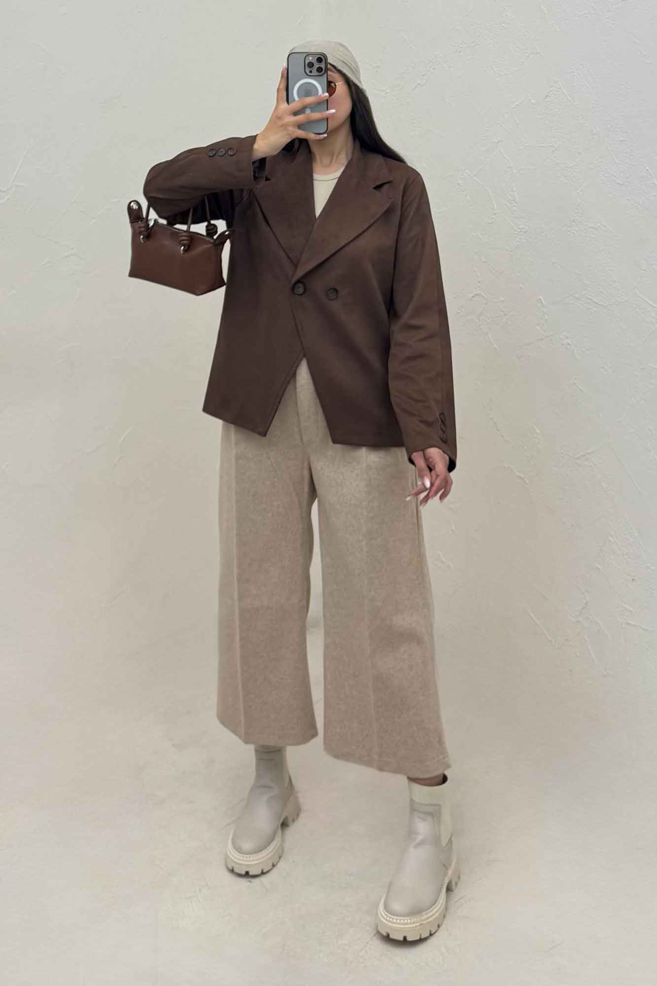 کت جیر آستردار دو دکمه پایین هفتی