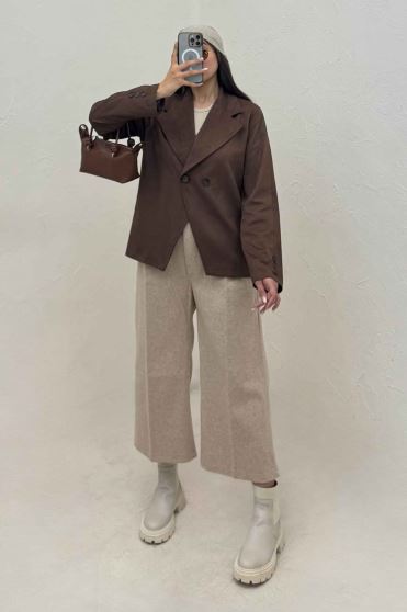 کت جیر آستردار دو دکمه پایین هفتی