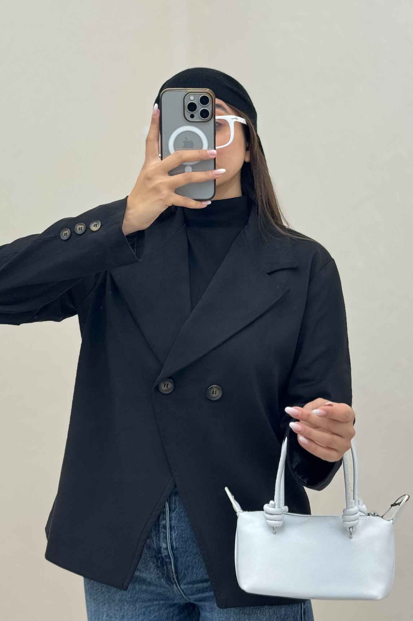 کت جیر آستردار دو دکمه پایین هفتی