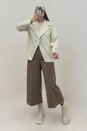 کت جیر آستردار دو دکمه پایین هفتی