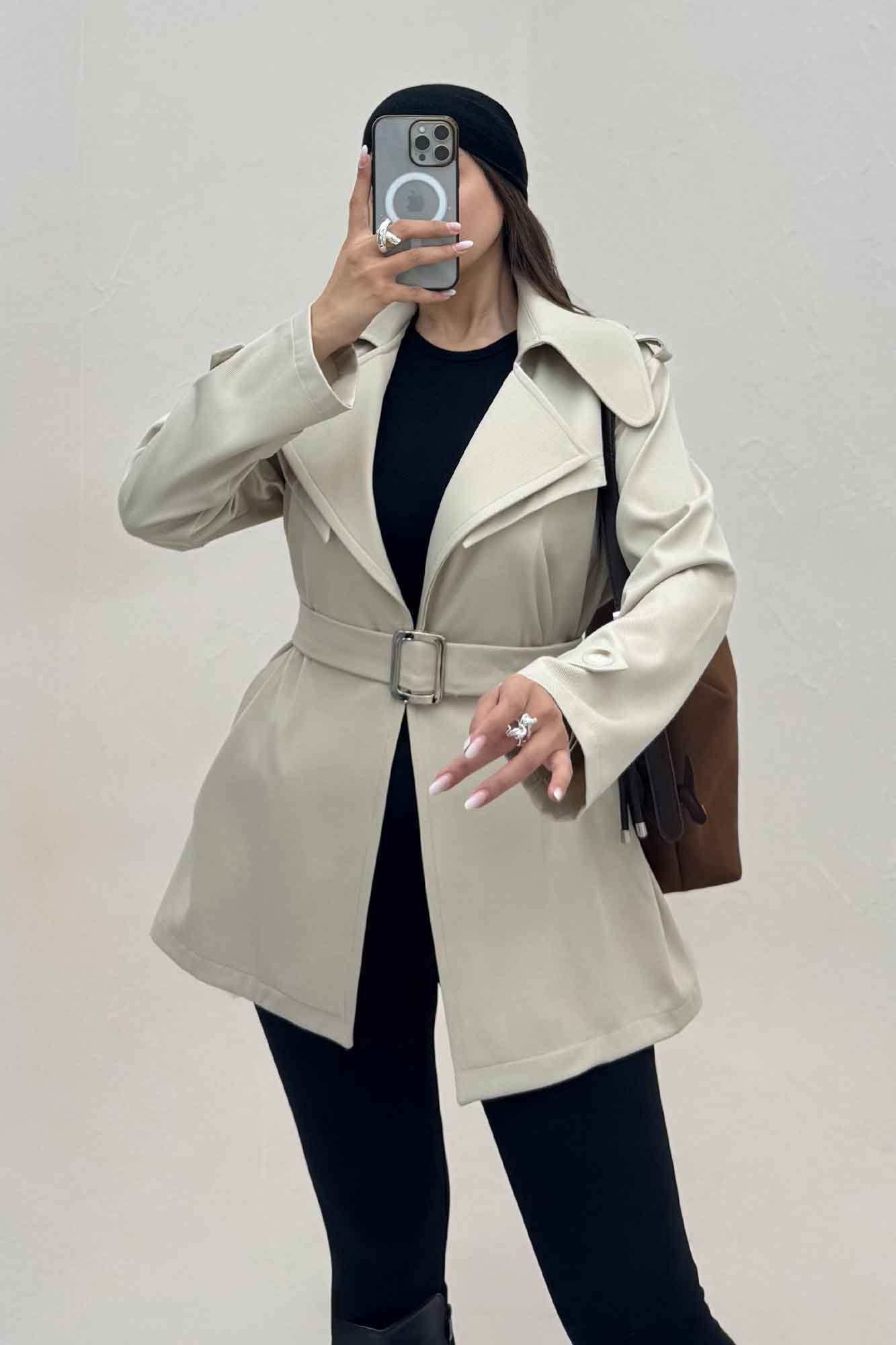 ترنچ کت سانتانا کجراه پشت چتری