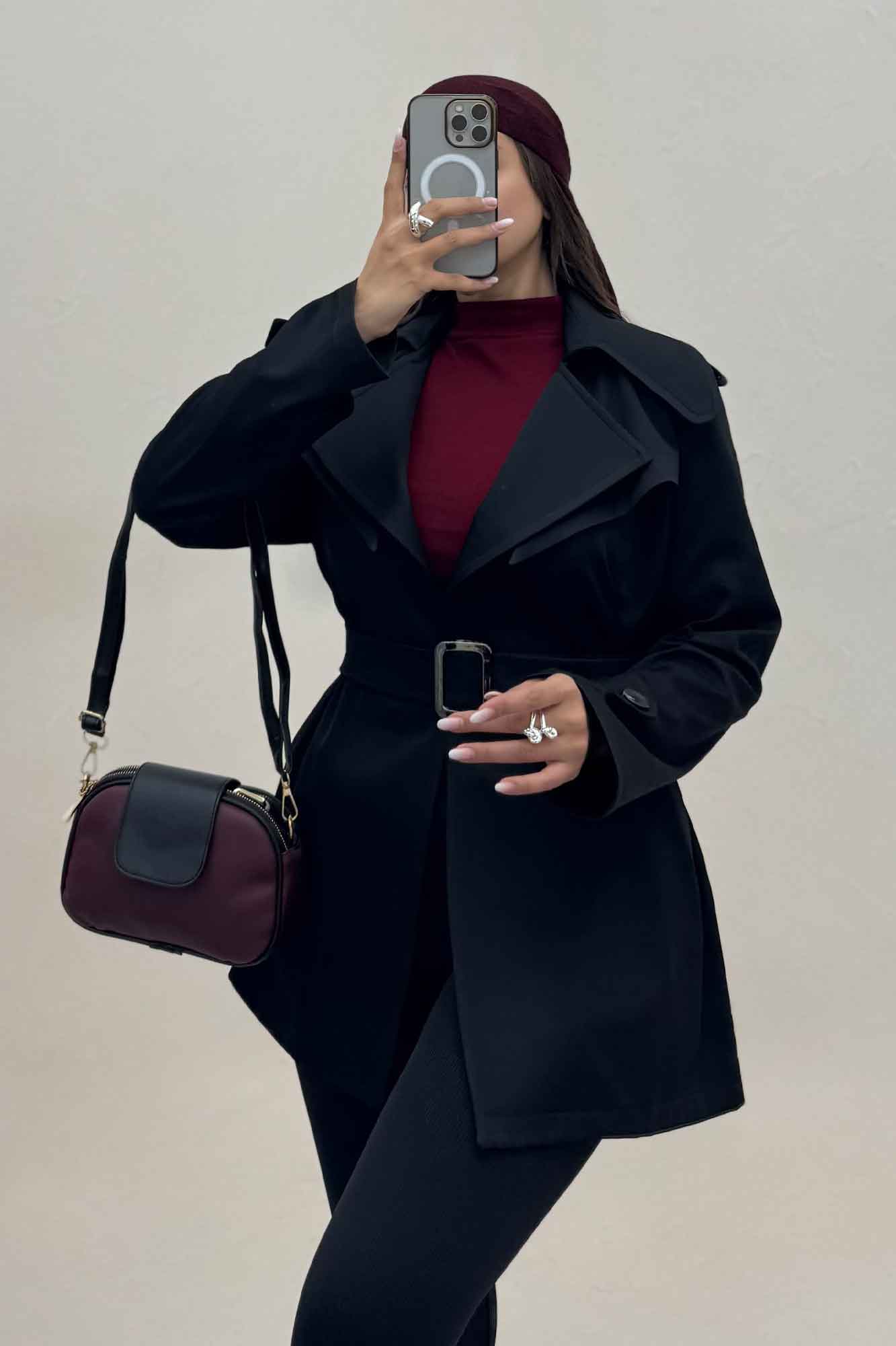 ترنچ کت سانتانا کجراه پشت چتری