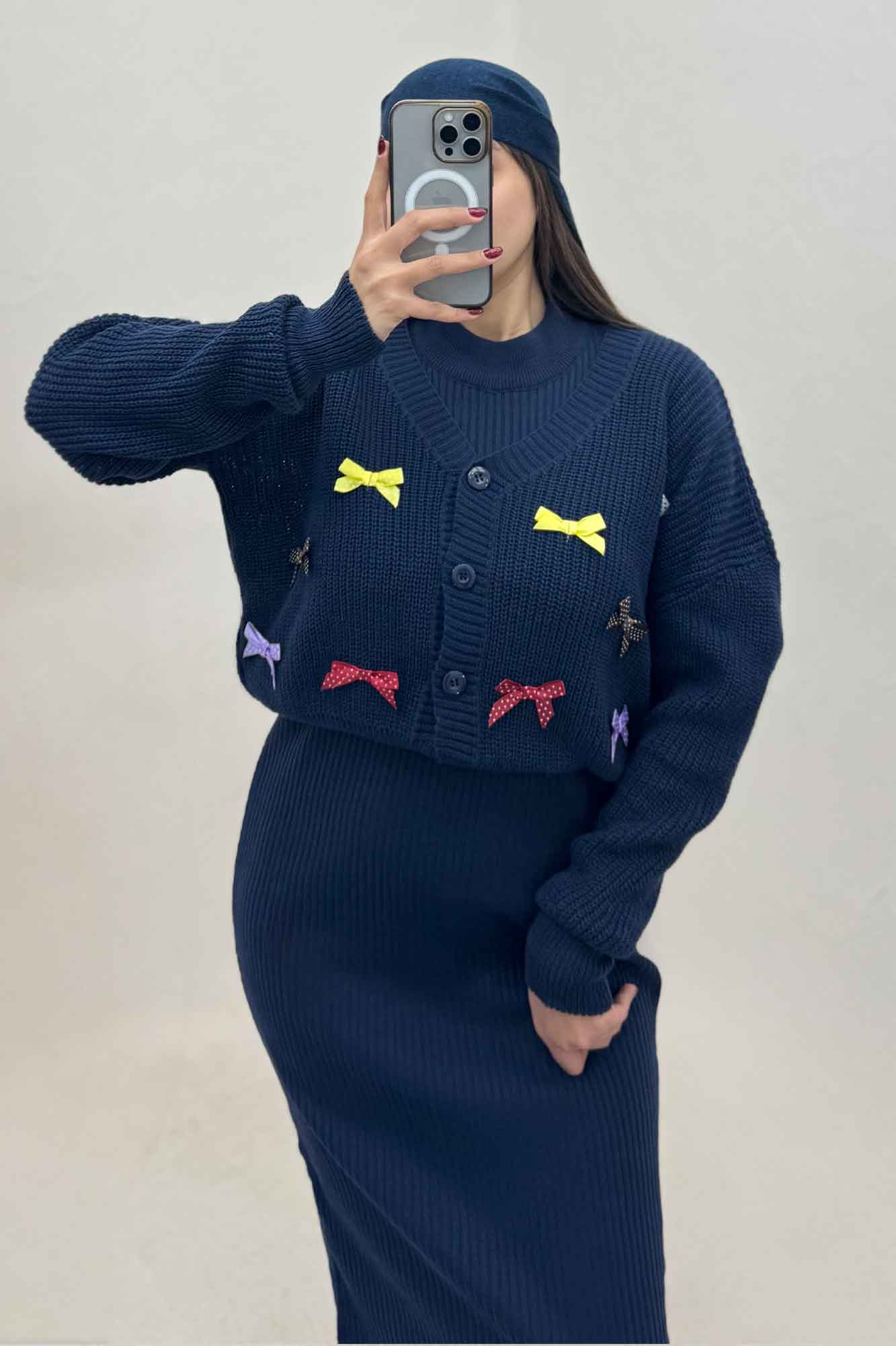 ست سارافن و کت بافت پاپیونی