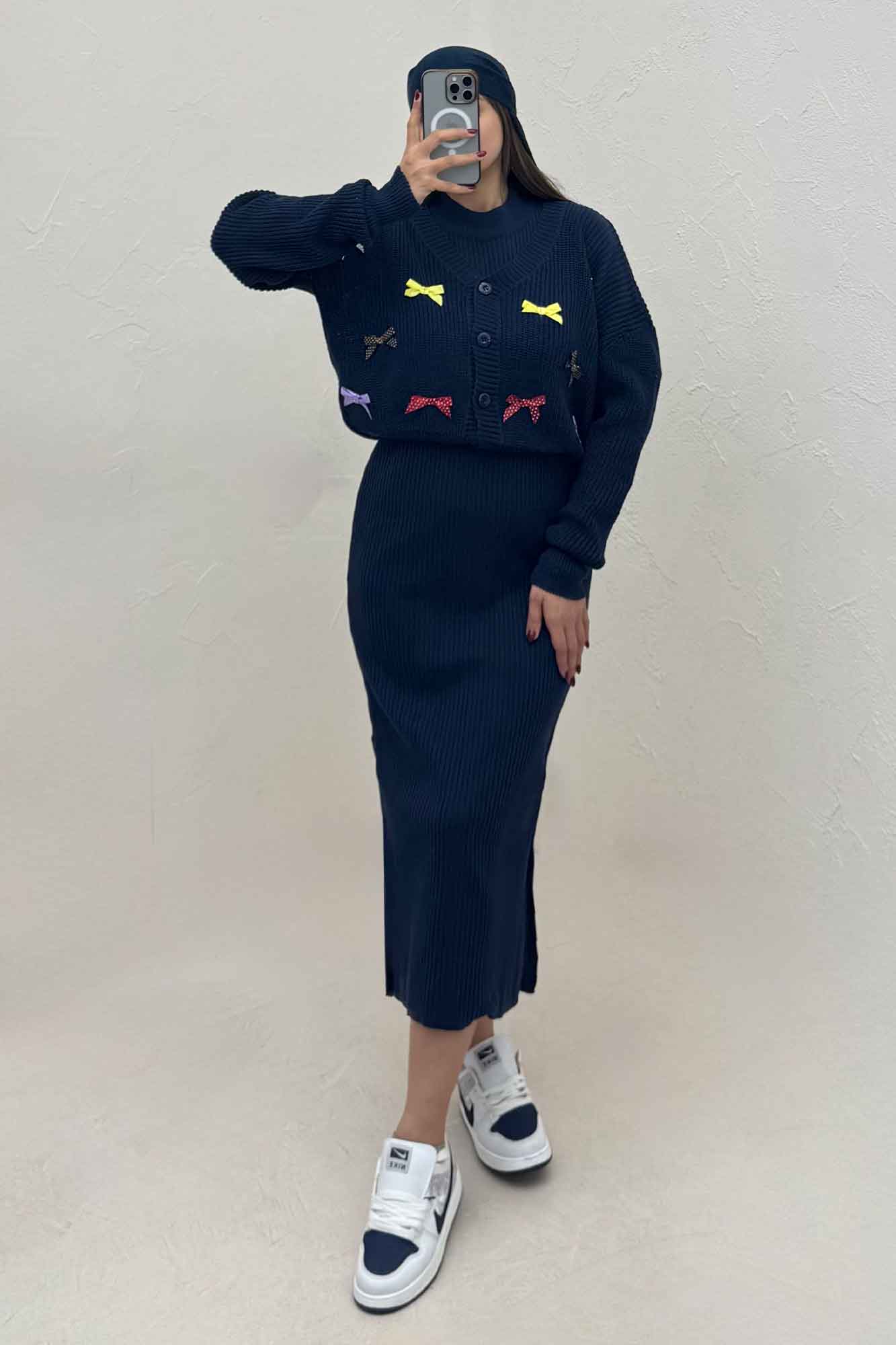 ست سارافن و کت بافت پاپیونی