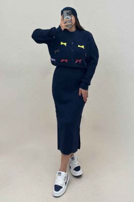 ست سارافن و کت بافت پاپیونی