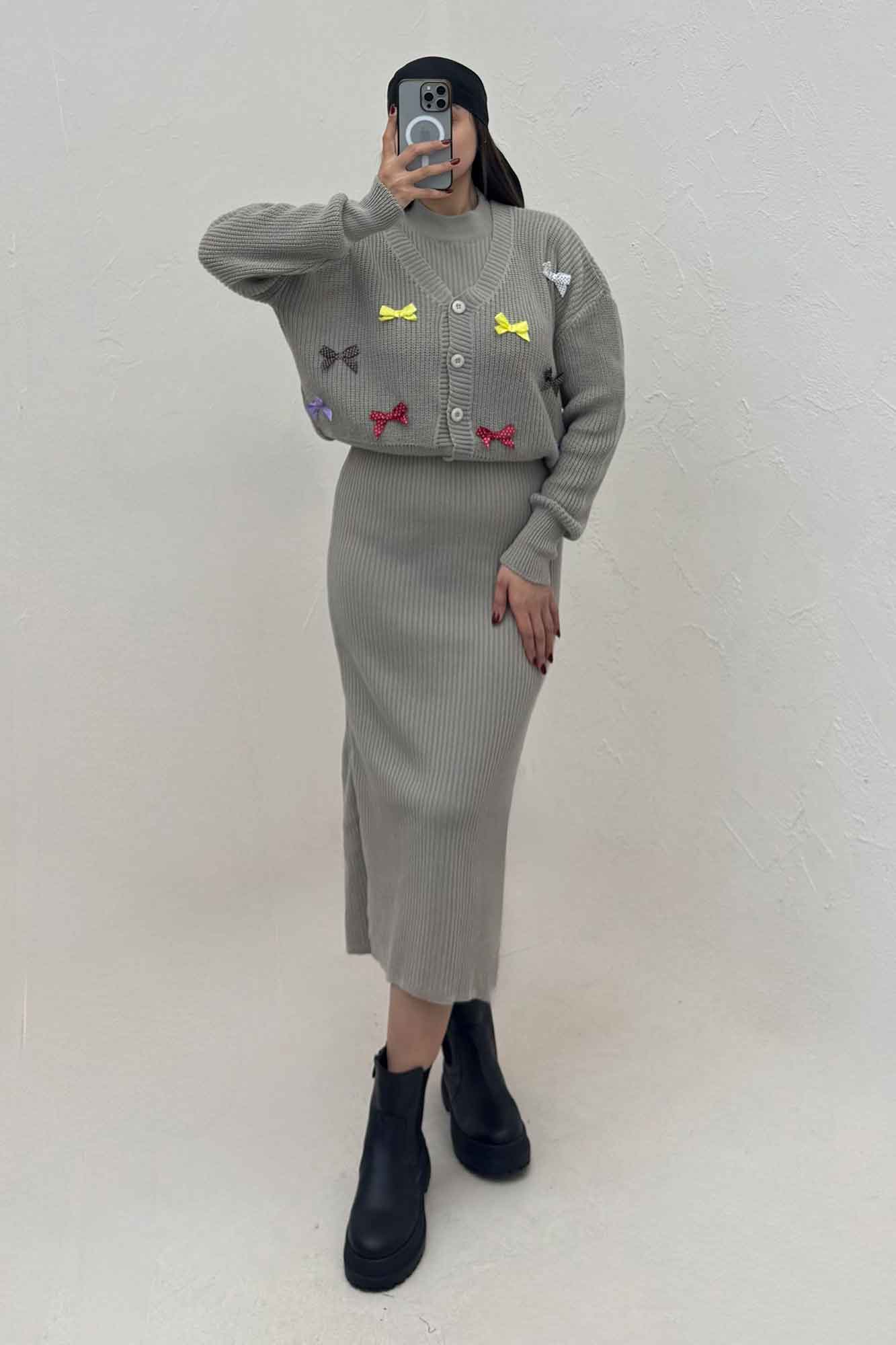 ست سارافن و کت بافت پاپیونی