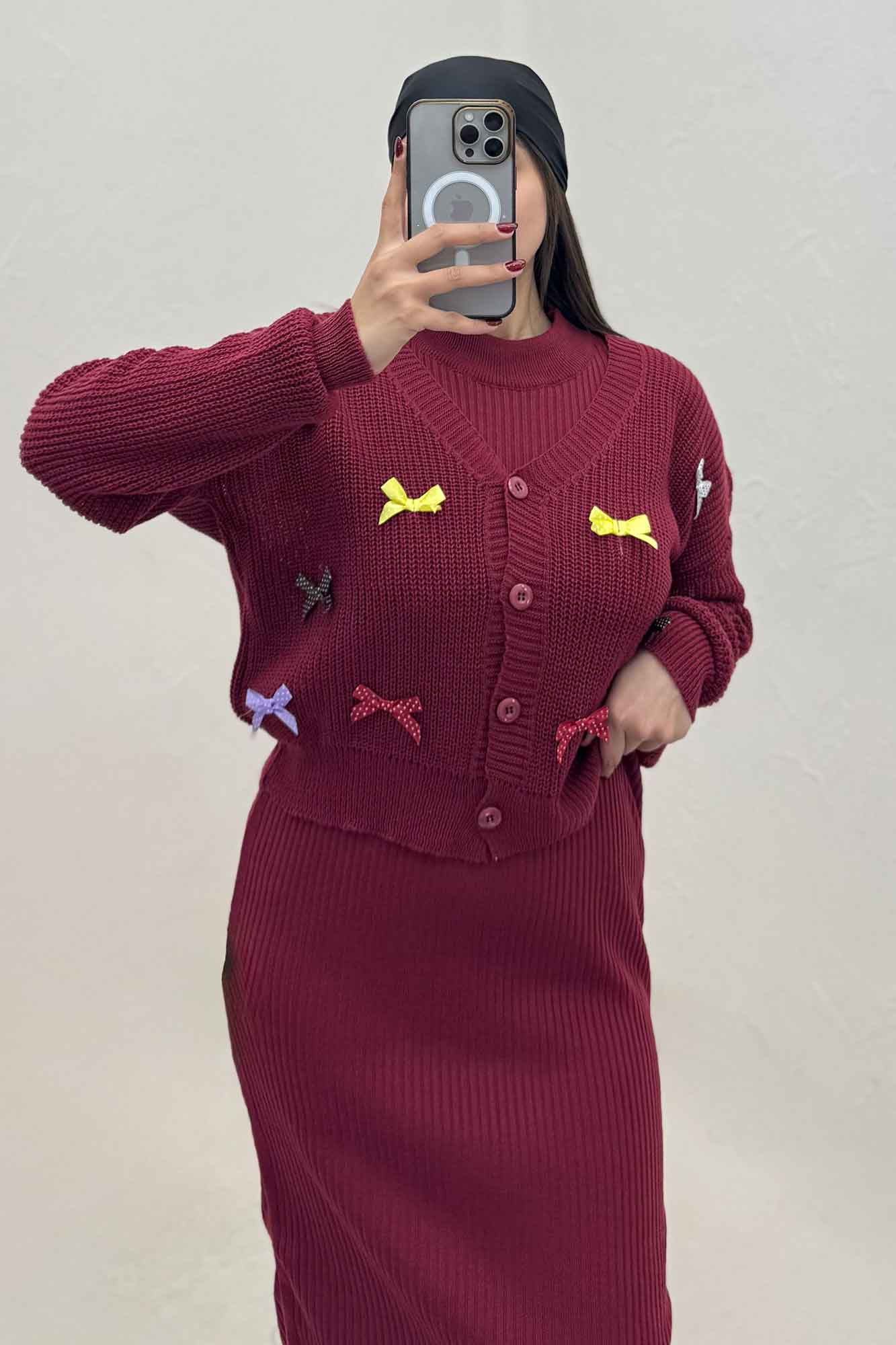 ست سارافن و کت بافت پاپیونی