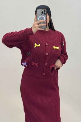 ست سارافن و کت بافت پاپیونی