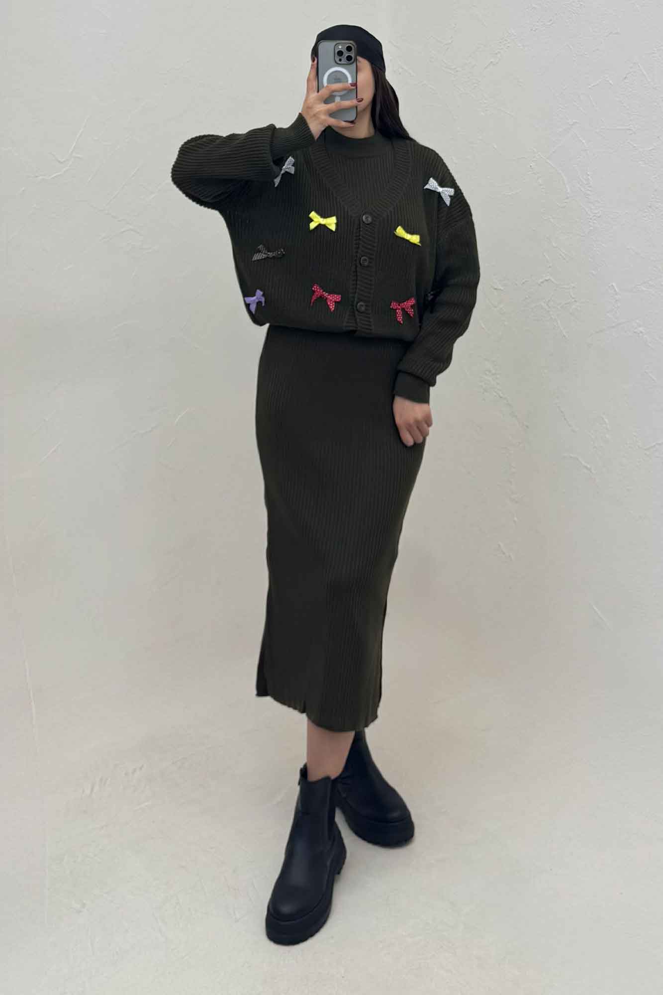 ست سارافن و کت بافت پاپیونی