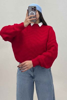 بلوز بافت یقه سه سانت طرح زیگزاگ کد 511