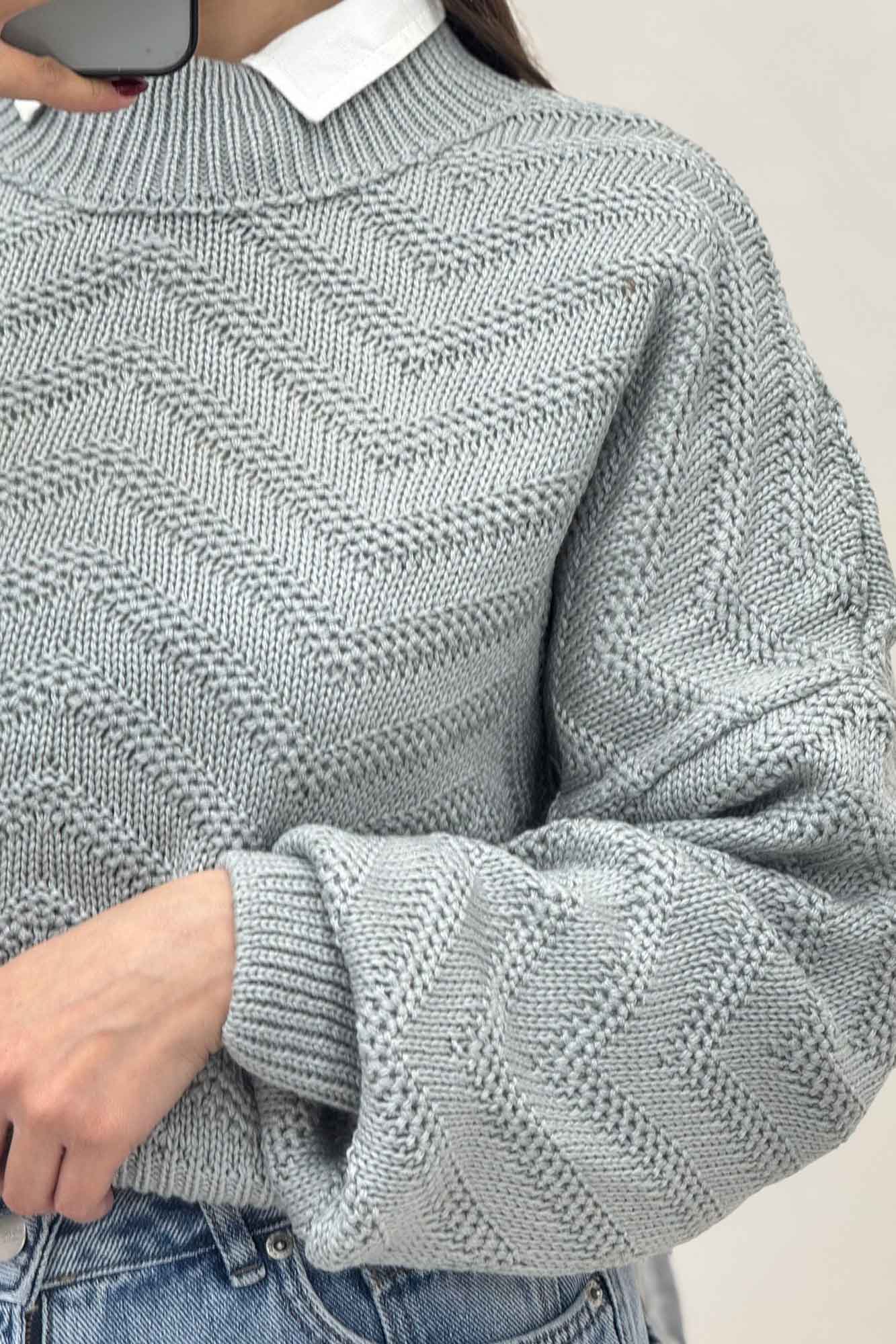 بلوز بافت یقه سه سانت طرح زیگزاگ کد 511