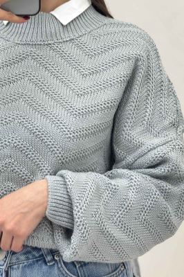 بلوز بافت یقه سه سانت طرح زیگزاگ کد 511