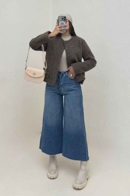 کت ویکتونا یقه گرد آستردار