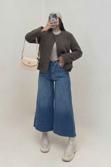 کت ویکتونا یقه گرد آستردار