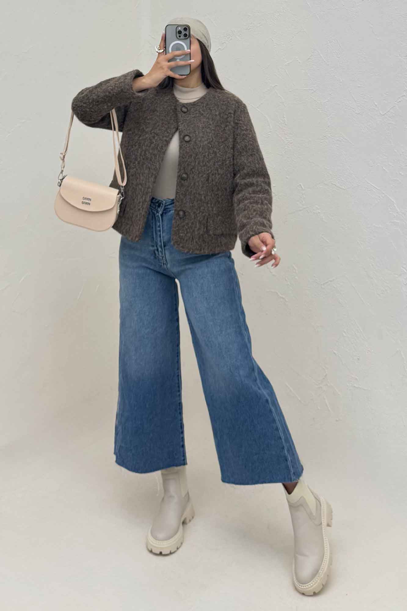 کت ویکتونا یقه گرد آستردار