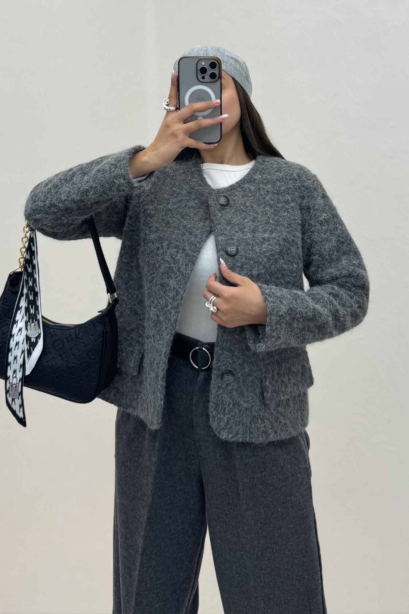 کت ویکتونا یقه گرد آستردار