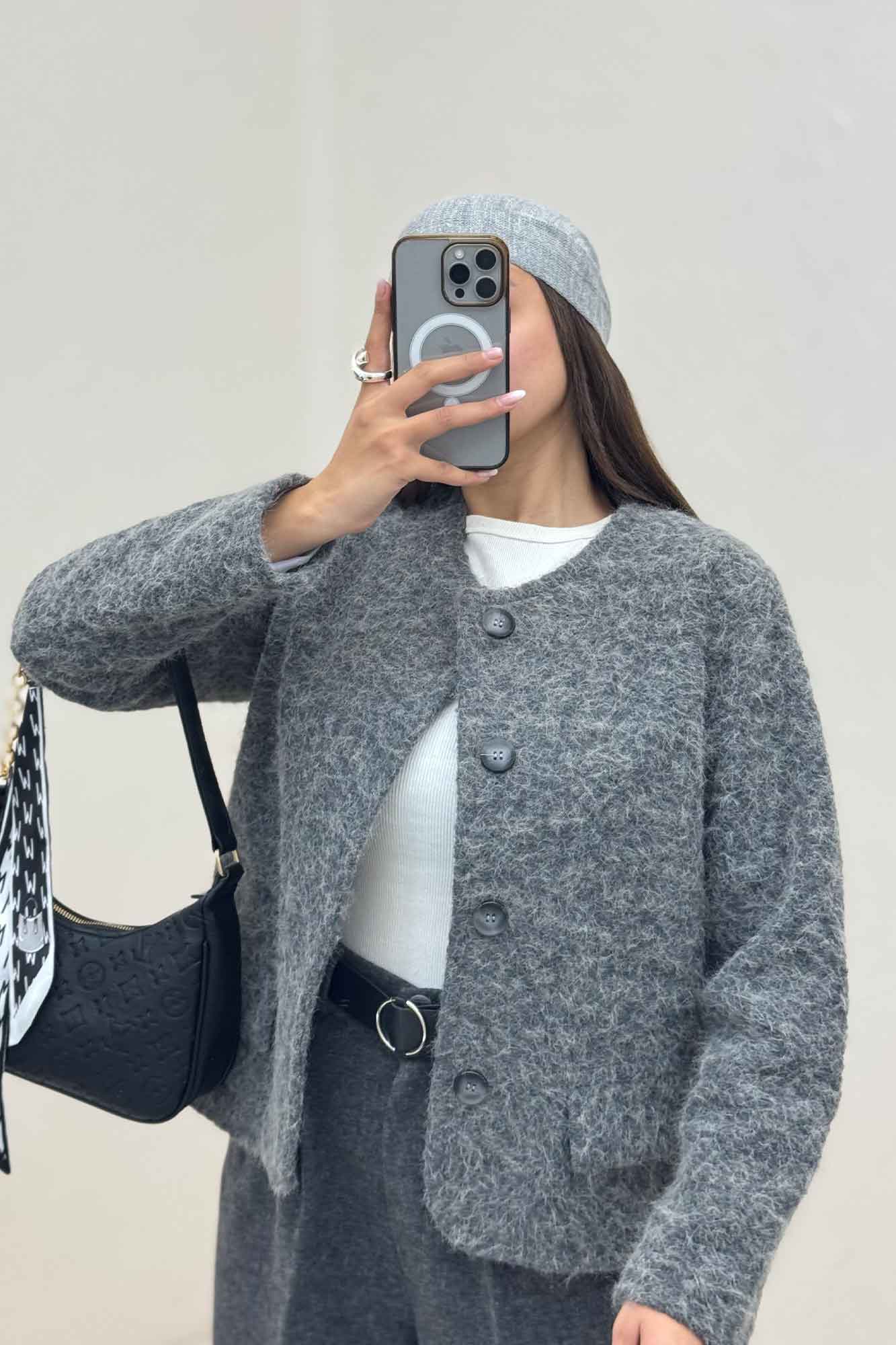 کت ویکتونا یقه گرد آستردار