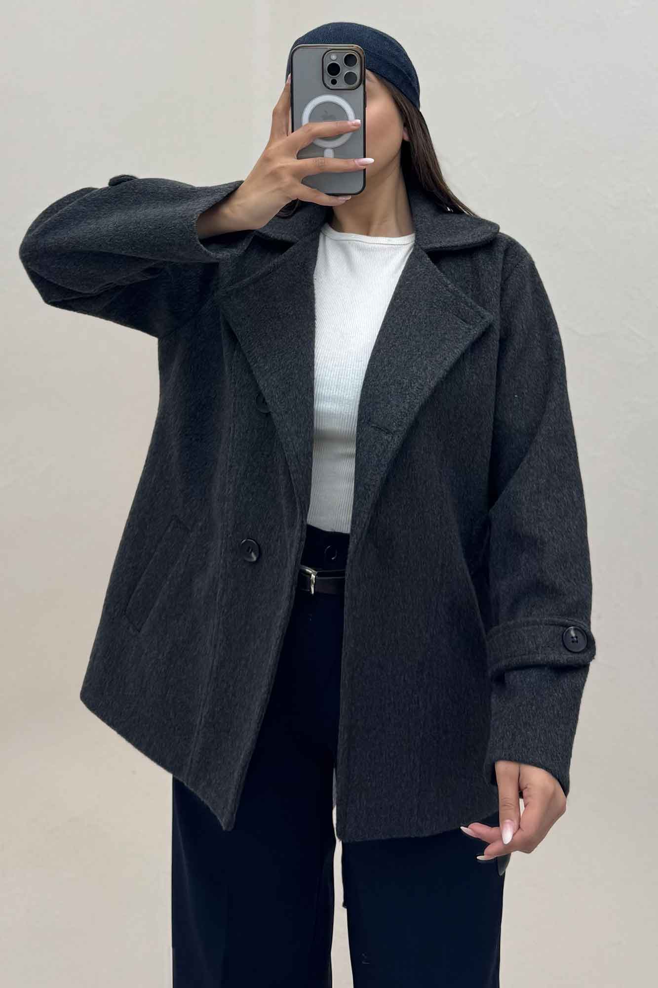 کت موهر آستردار یقه دو حالته