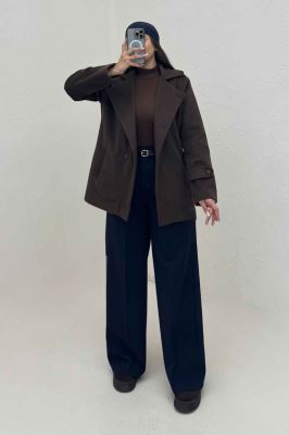 کت موهر آستردار یقه دو حالته