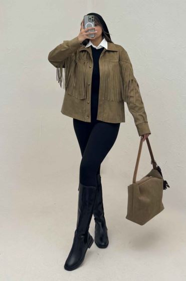 کت جیر آستردار سرخپوستی