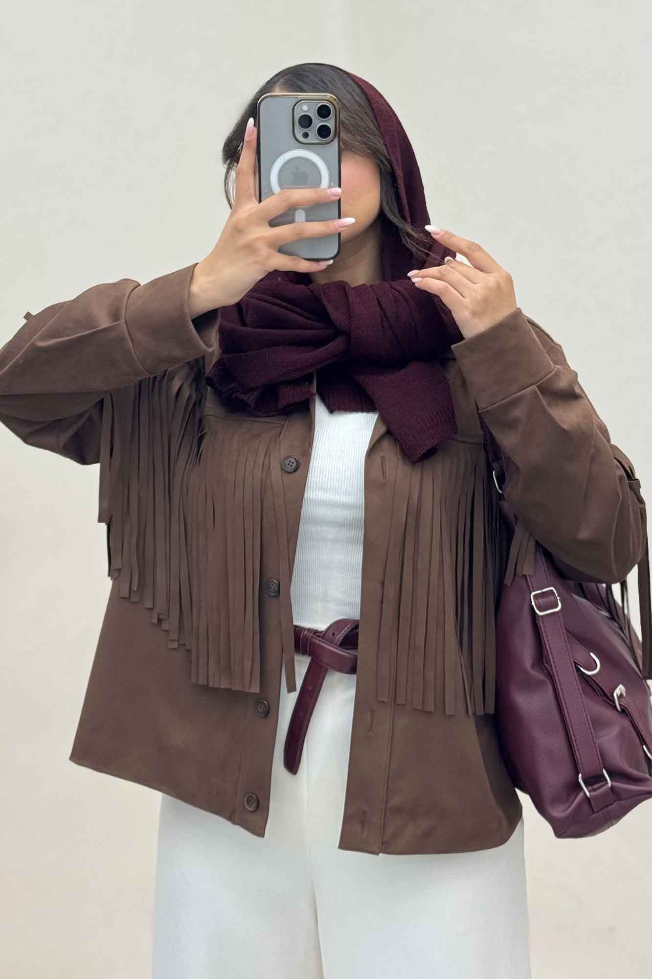 کت جیر آستردار سرخپوستی