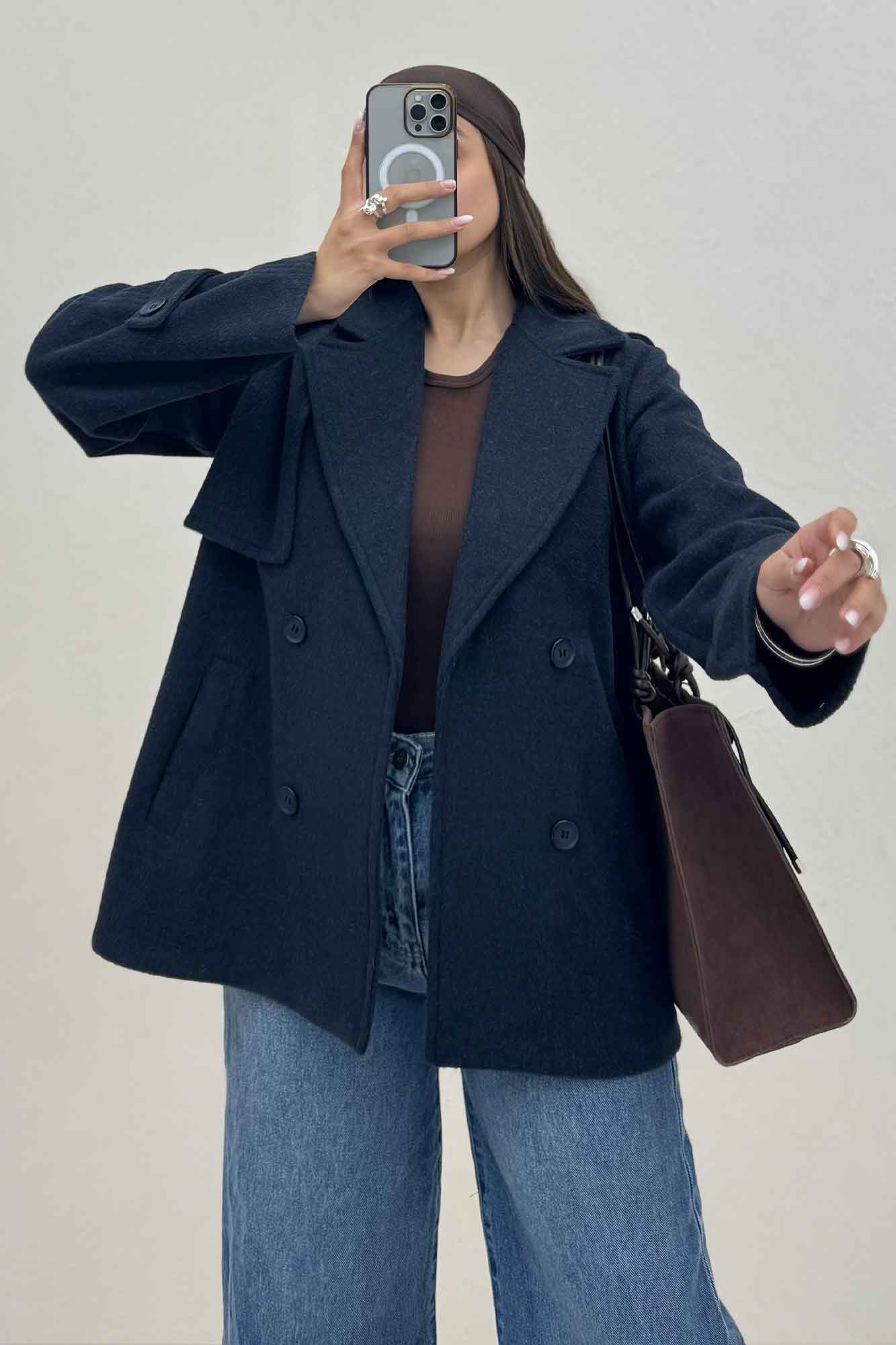 کت فوتر کشمیر دو جیب خطی