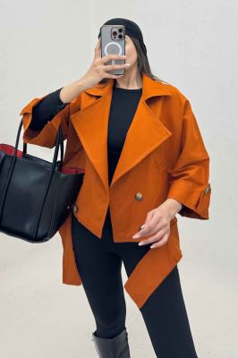 کت کتان کاپرا لبه کات پاگن دار