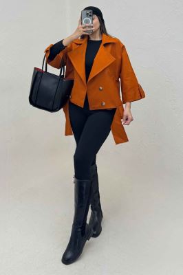 کت کتان کاپرا لبه کات پاگن دار