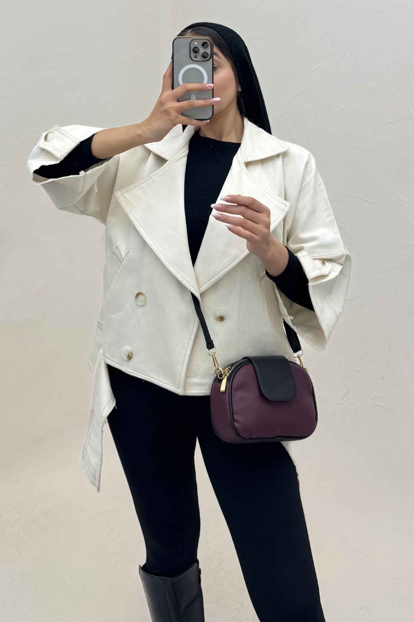 کت کتان کاپرا لبه کات پاگن دار