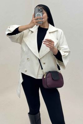 کت کتان کاپرا لبه کات پاگن دار