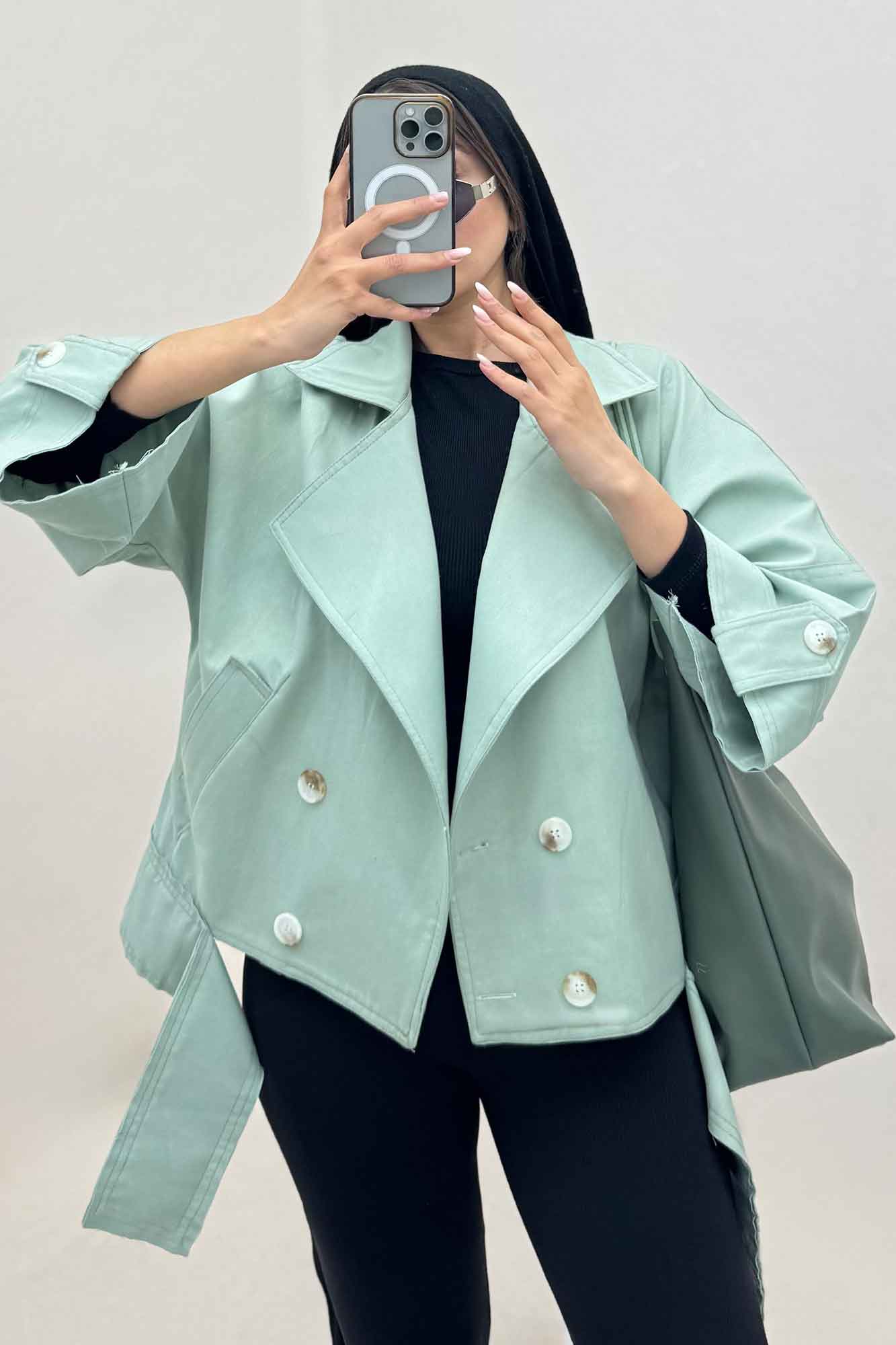 کت کتان کاپرا لبه کات پاگن دار