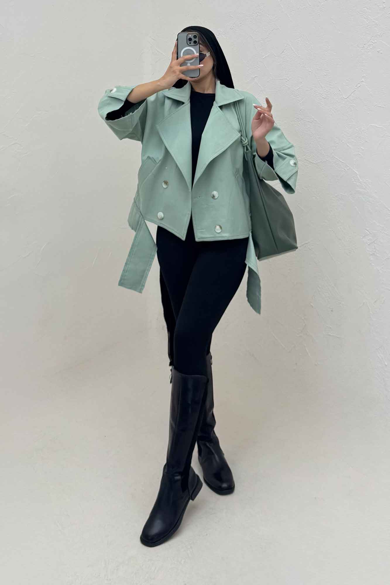 کت کتان کاپرا لبه کات پاگن دار