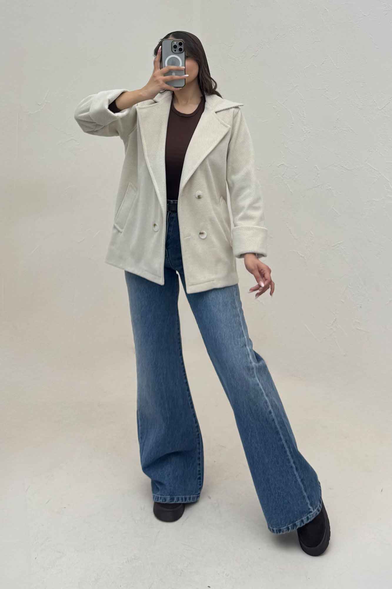 پالتو آستردار فوتر کجراه مچ برگردان 