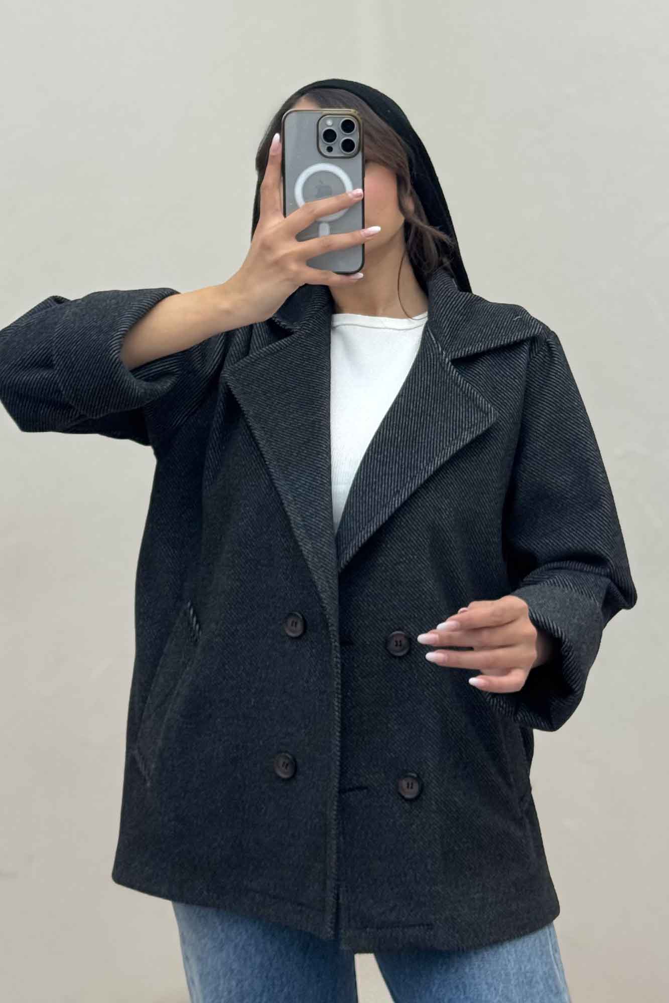 پالتو آستردار فوتر کجراه مچ برگردان 