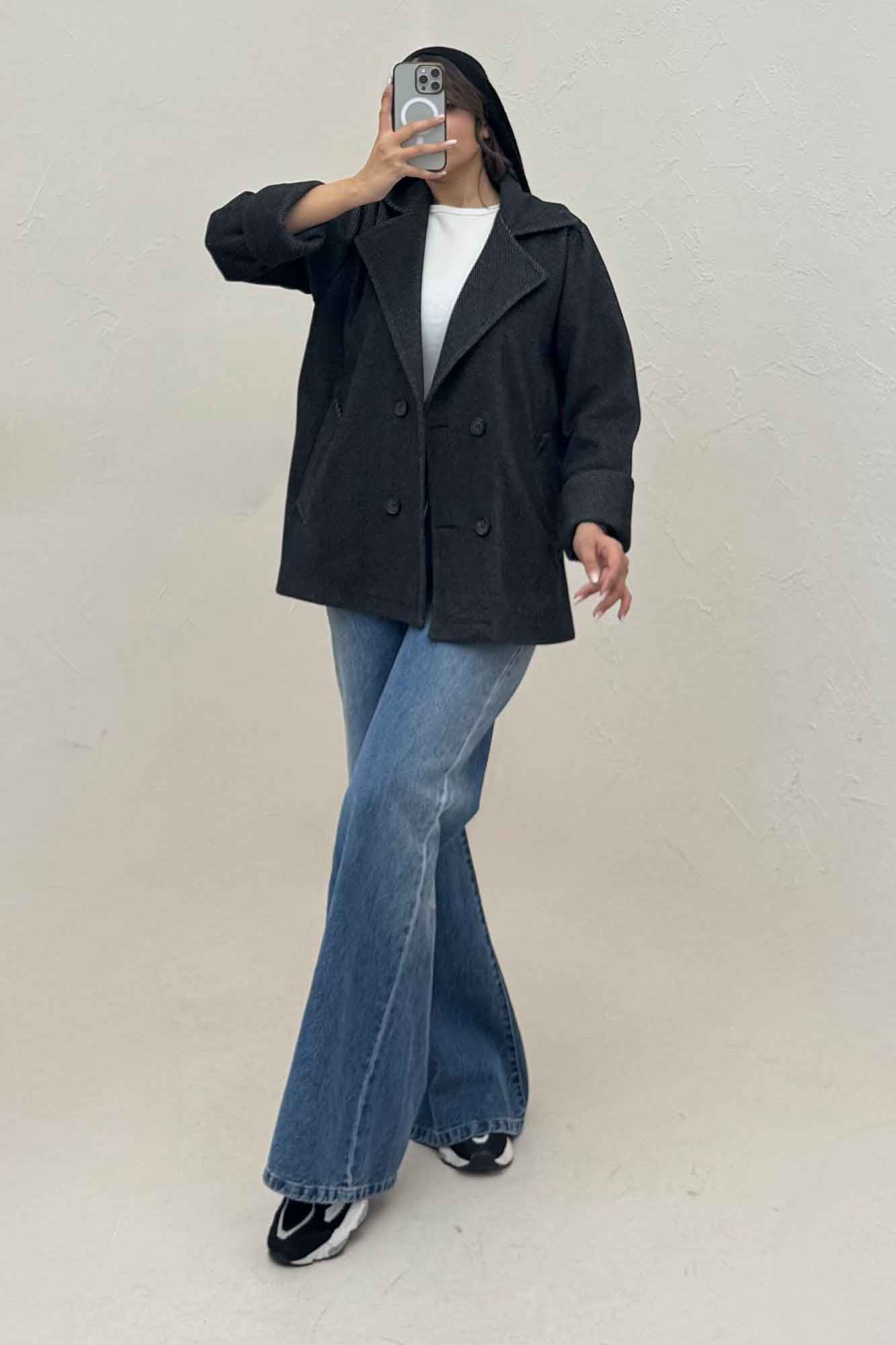 پالتو آستردار فوتر کجراه مچ برگردان 