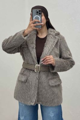 پالتو خز آستردار کمربنددار