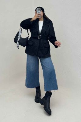 پالتو خز آستردار کمربنددار