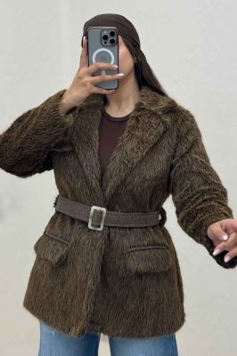 پالتو خز آستردار کمربنددار